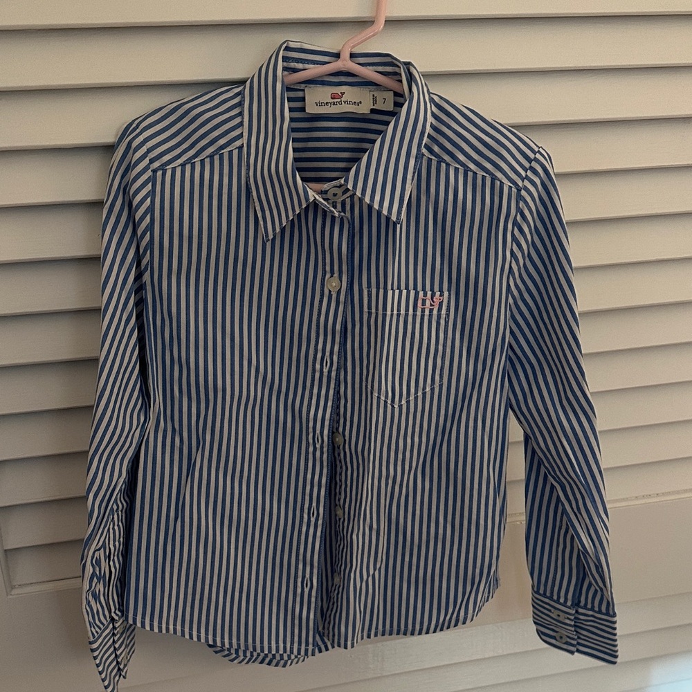 Vineyard Vines Blue and White Striped Button-Down Shirt